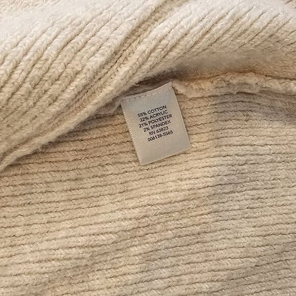 CHRISTOPHER & BANKS Cardigan Size L Soft Ribbed Open Front Pockets Oatmeal Tan - Picture 7 of 8